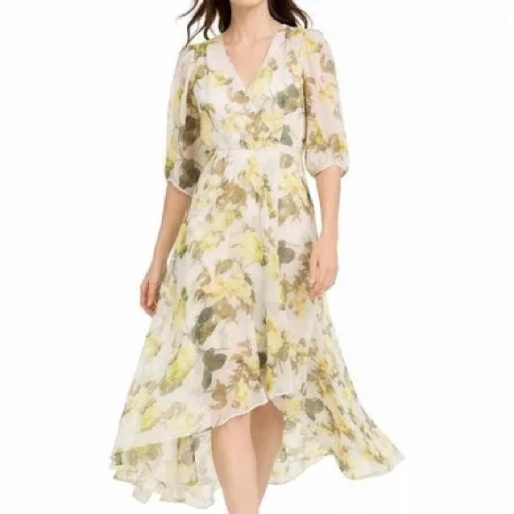 Calvin Klein Plus Size Floral  Dress - Yellow and Green